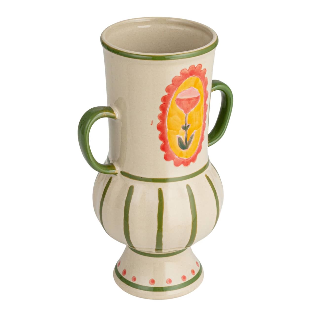 Hello Honey® Multicolor 8" Scandinavian Blossom Hand-Painted Stoneware Urn